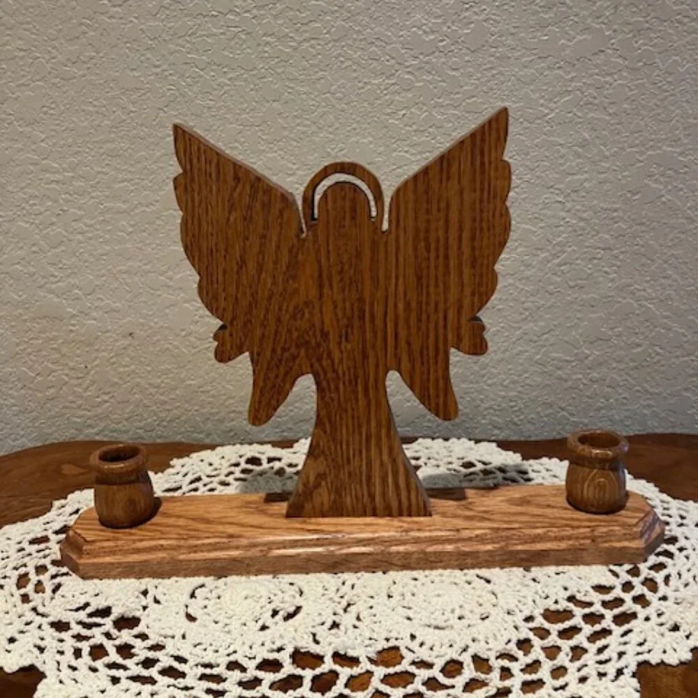 Solid Wooden Candle Holder‎ Angel . 10